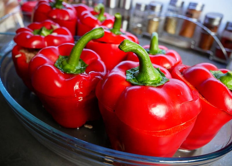 Jollof Rice-Stuffed Bell Peppers